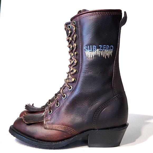 Double-H Sub Zero Insulated Lacer Leather Western Kiltie Vintage Women's 6 EUC - Picture 3 of 15